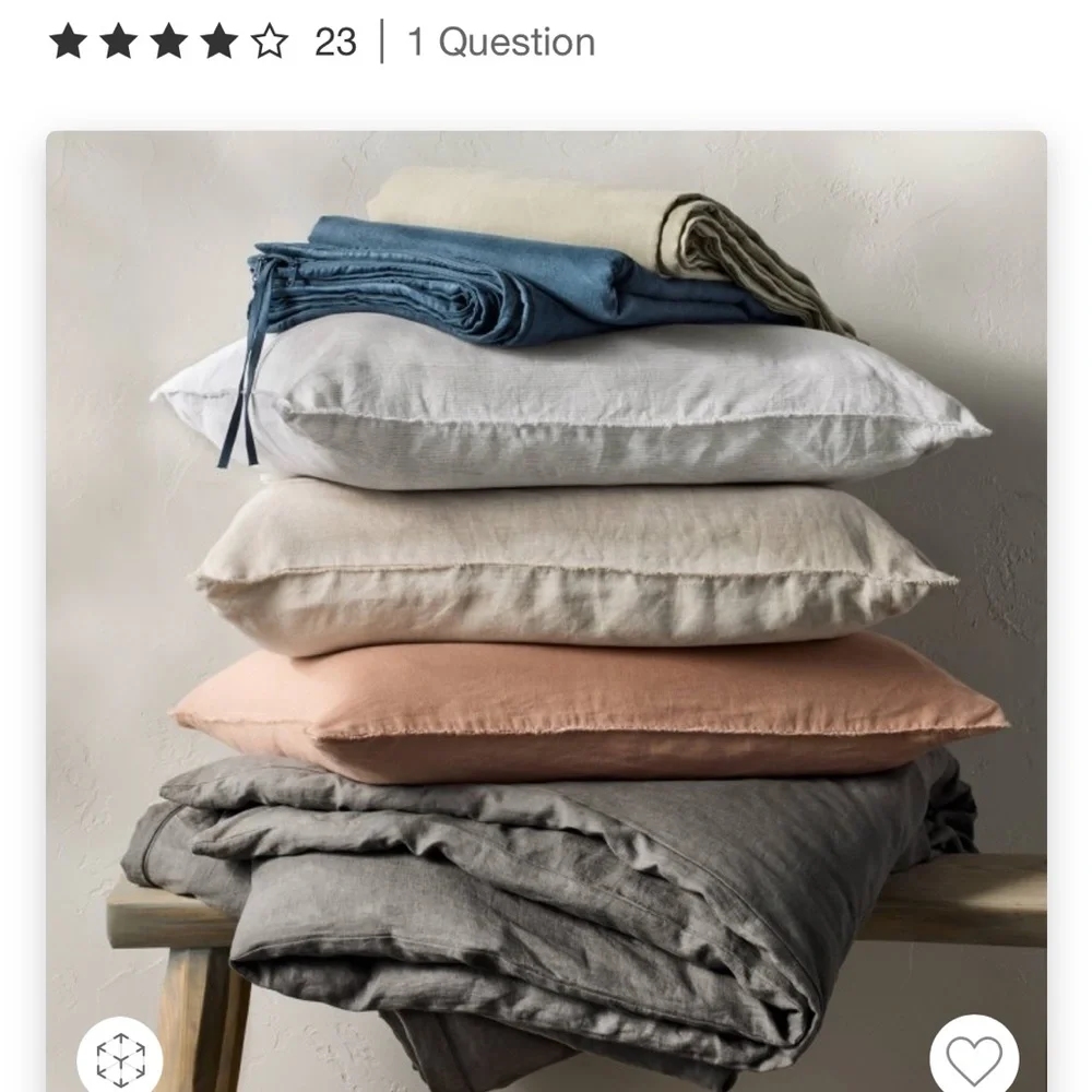 Casaluna F/Q 100% Linen Duvet Cover & Sham Set. Dark Gray